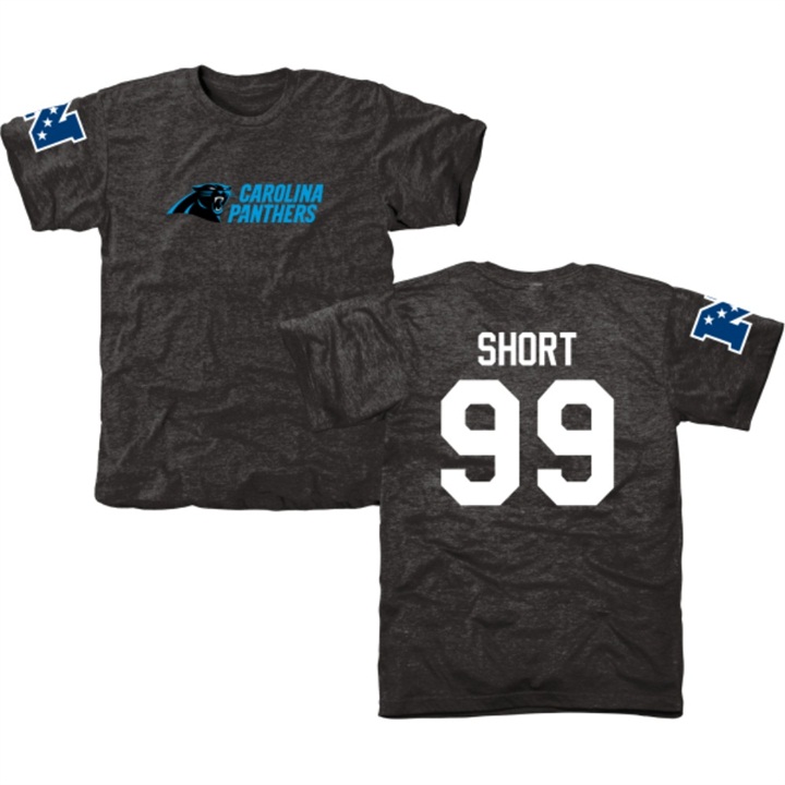 Carolina Panthers #99 Kawann Short Black Name & Number Tri-Blend T-shirt