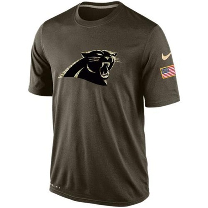 Carolina Panthers Green Camo Salute To Service Team T-Shirt