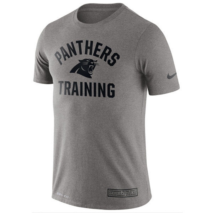 Carolina Panthers Heathered Gray Training Performance Logo T-shirt