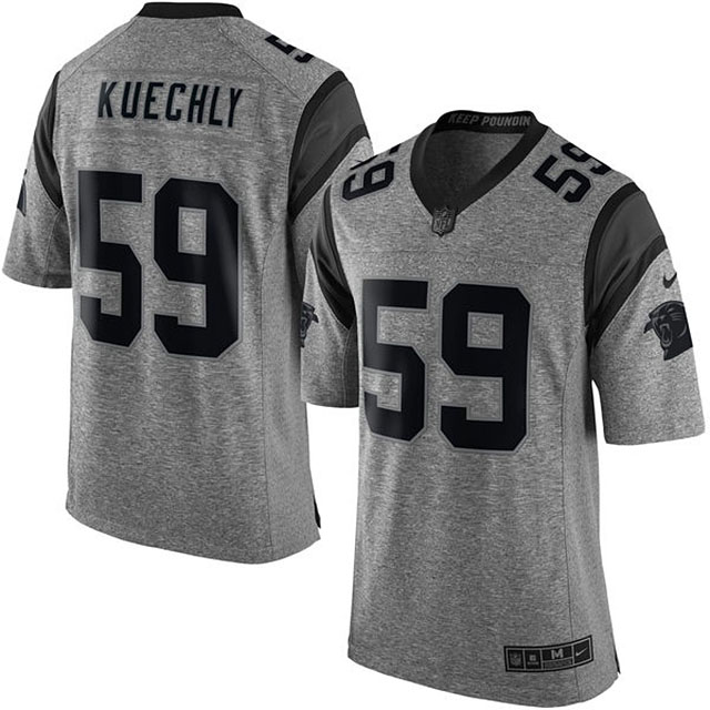 Men's Carolina Panthers #59 Luke Kuechly Gridiron Gray Limited Jersey