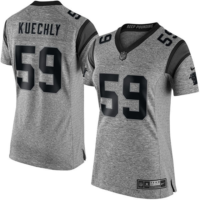 Women's Carolina Panthers #59 Luke Kuechly Gridiron Gray Limited Jersey