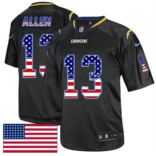 San Diego Chargers #13 Keenan Allen Black USA Flag Fashion Jersey