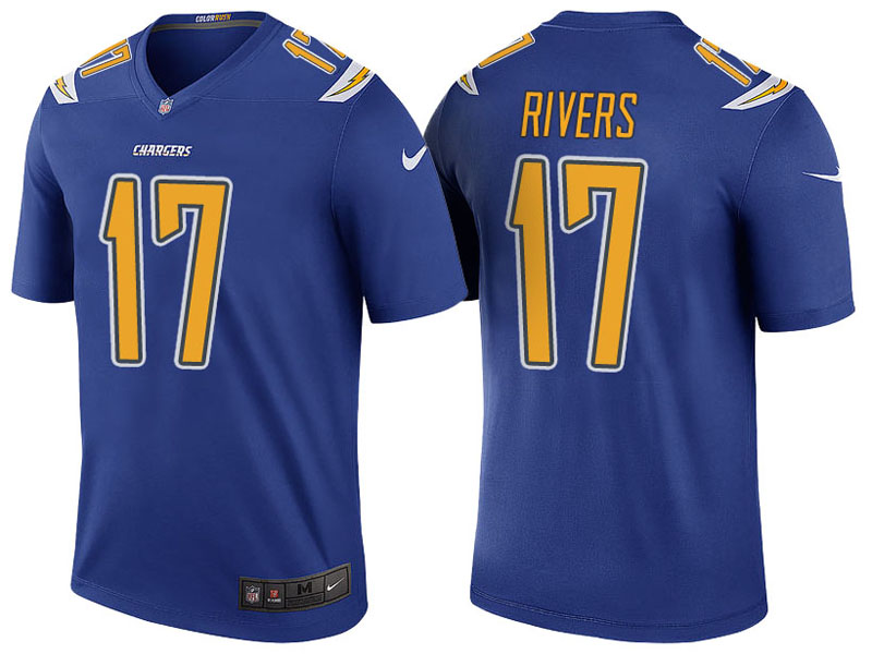 San Diego Chargers #17 Philip Rivers Royal Color Rush Legend Jersey