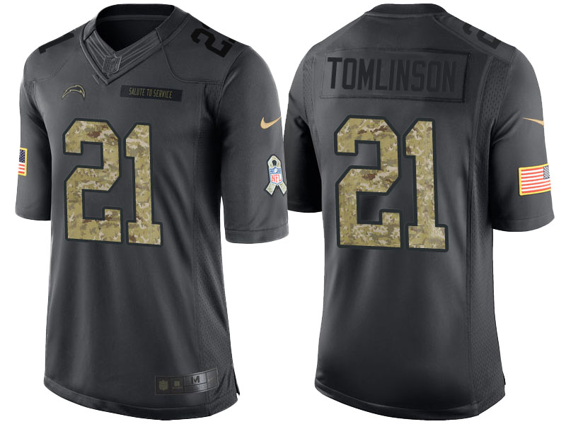 San Diego Chargers #21 LaDainian Tomlinson Anthracite Camo 2016 Salute to Service Limited Jersey