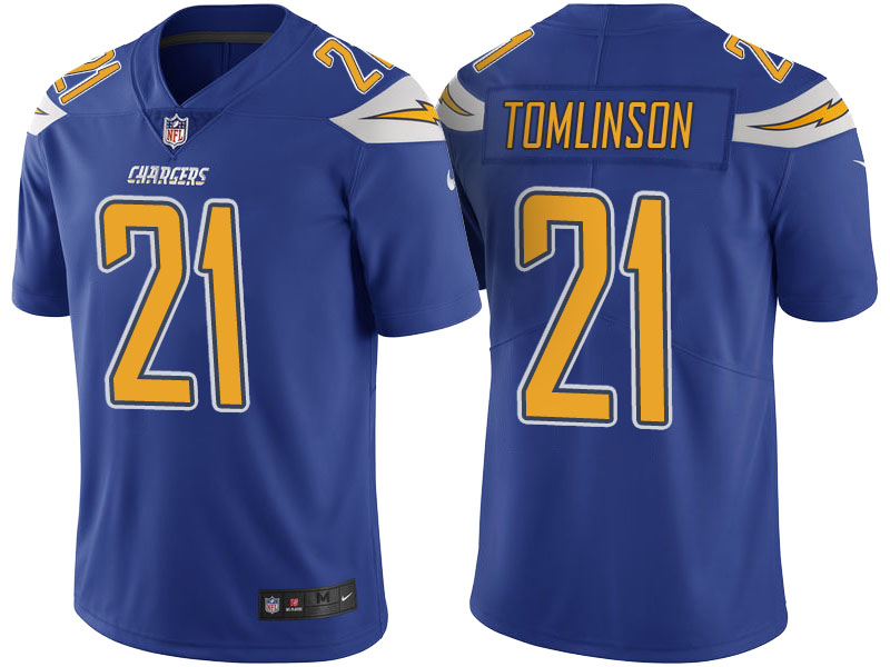 San Diego Chargers #21 LaDainian Tomlinson Royal Color Rush Limited Jersey - Light Up Thursday Night