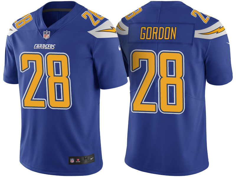 San Diego Chargers #28 Melvin Gordon Royal Color Rush Limited Jersey - Light Up Thursday Night