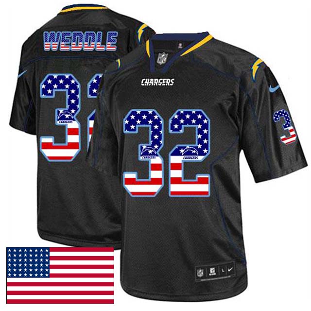 San Diego Chargers #32 Eric Weddle Black USA Flag Fashion Jersey