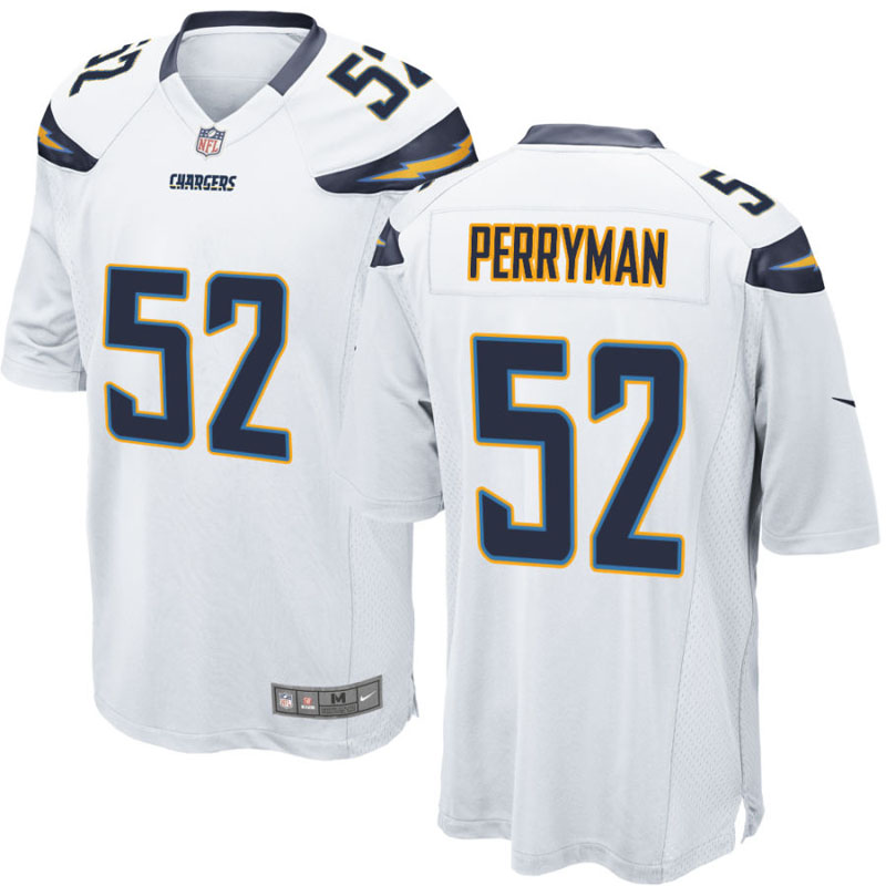 San Diego Chargers #52 Denzel Perryman White Game Jersey