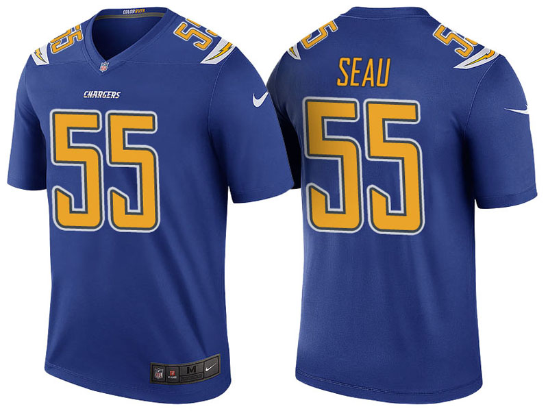 San Diego Chargers #55 Junior Seau Royal Color Rush Legend Jersey