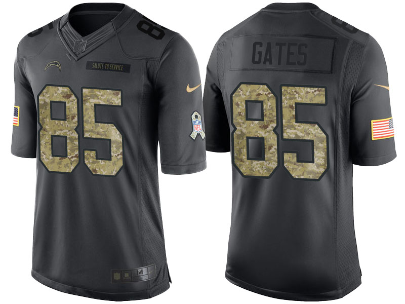 San Diego Chargers #85 Antonio Gates Anthracite Camo 2016 Salute to Service Limited Jersey