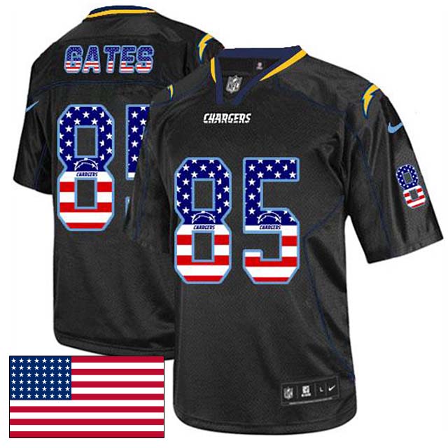 San Diego Chargers #85 Antonio Gates Black USA Flag Fashion Jersey