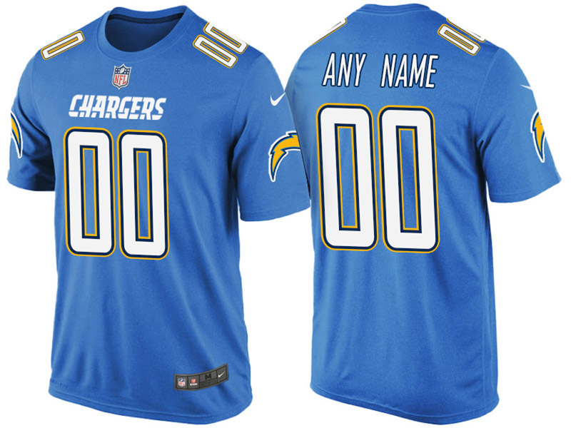 Los Angeles Chargers Custom Blue Name & Number T-Shirt