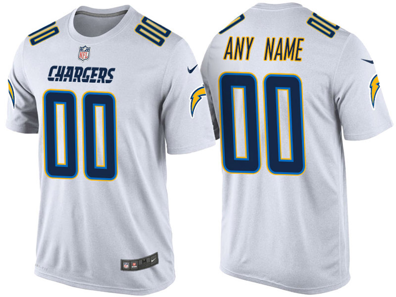 Los Angeles Chargers Custom White Name & Number T-Shirt