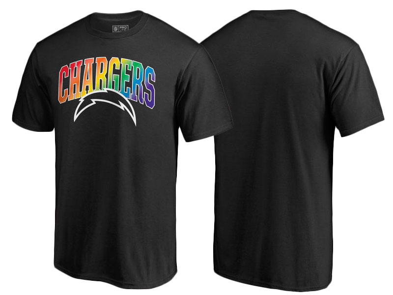 Los Angeles Chargers Black Pro Line by Fanatics Branded Pride T-Shirt