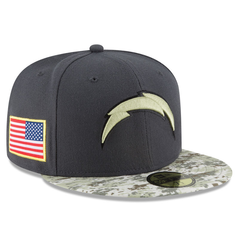 San Diego Chargers Graphite Salute To Service Sideline Camo Veterans Day 59FIFTY Fitted Hat