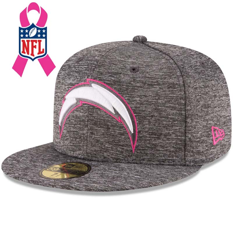 San Diego Chargers Gray New Era Heather 2016 Breast Cancer Awareness Sideline 59FIFTY Fitted Hat