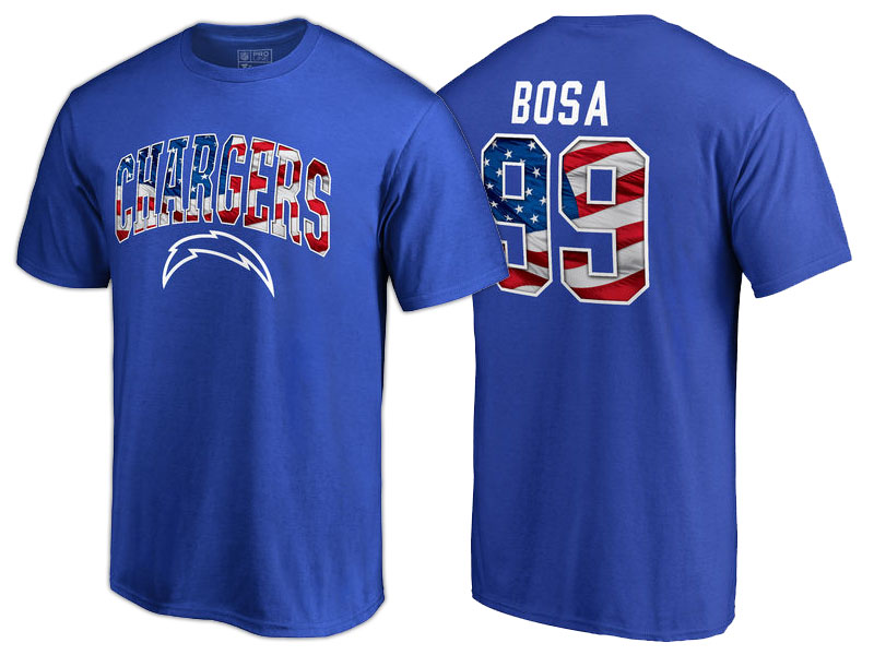 Los Angeles Chargers #99 Joey Bosa Royal Banner Wave Name and Number T-Shirt