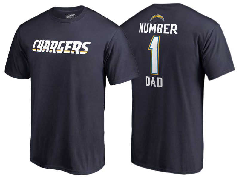 Men's Los Angeles Chargers Navy Father's Day Number 1 Dad T-Shirt