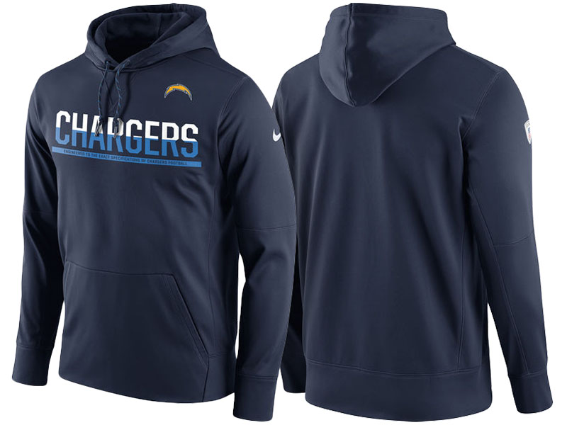 San Diego Chargers Navy Circuit Thermafit Sideline Warm Pullover Performance Hoodie