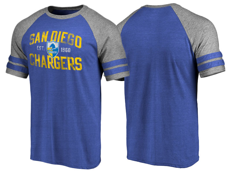 Los Angeles Chargers Powder Blue Refresh Tenacity Retro Raglan Tri-Blend T-Shirt