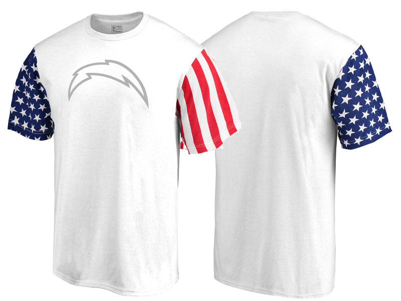 Los Angeles Chargers White Independence Day Stars & Stripes T-Shirt