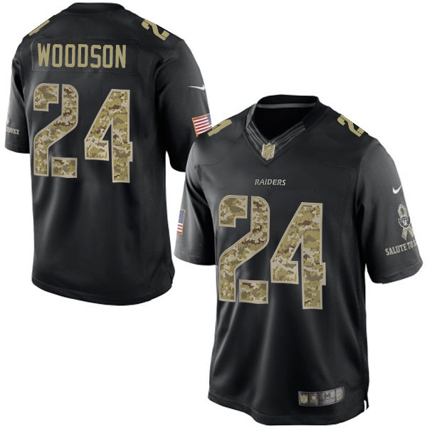 Men's Oakland Raiders #24 Charles Woodson Black Salute To Service Jersey