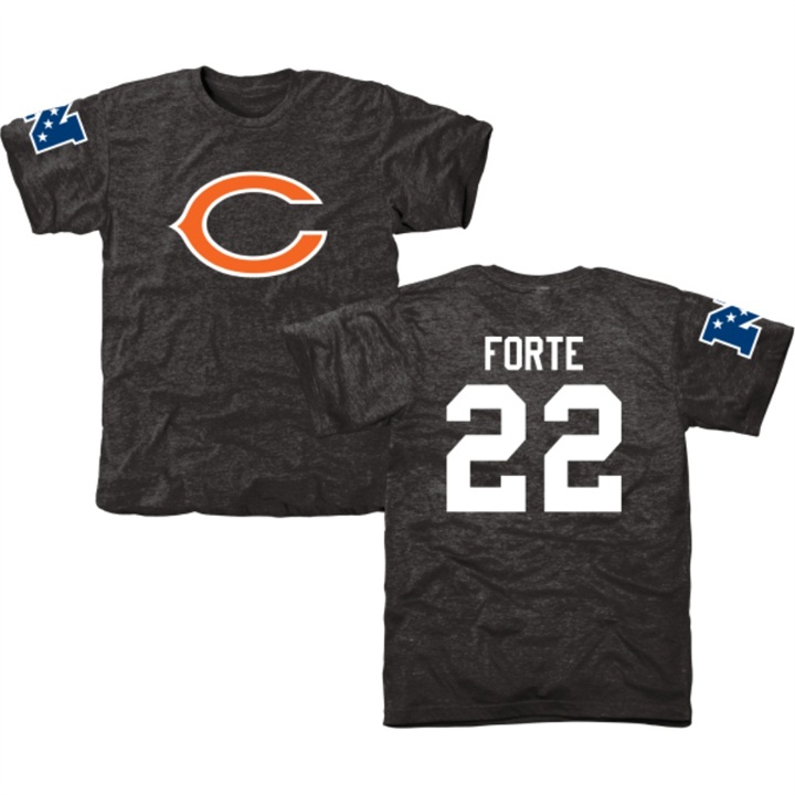 Chicago Bears #22 Matt Forte Black Name & Number Tri-Blend T-shirt