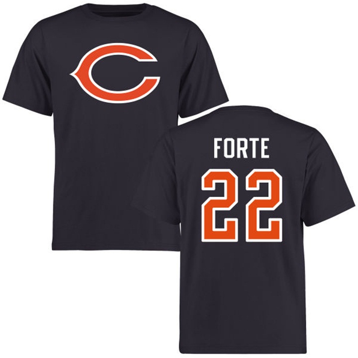 Chicago Bears #22 Matt Forte Navy Name & Number Logo T-shirt