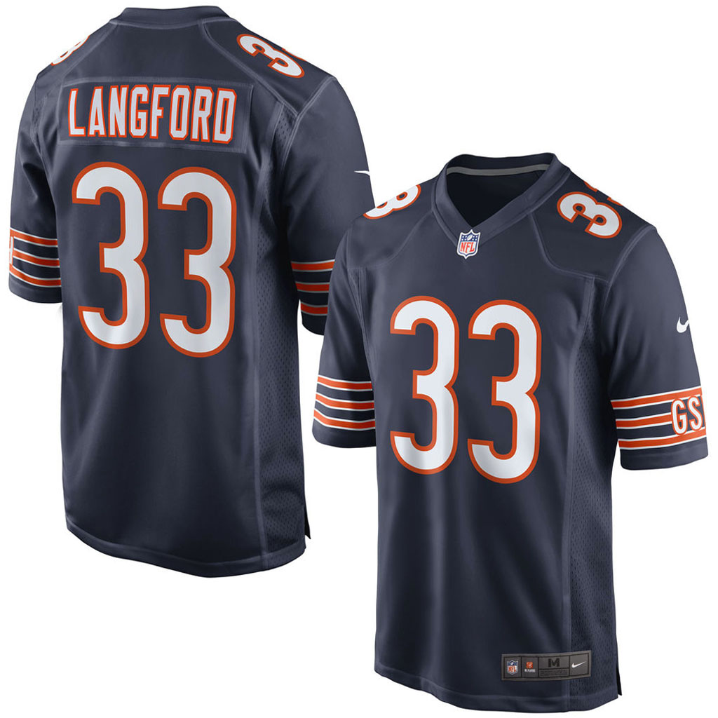 NFL Chicago Bears #33 Jeremy Langford Navy Game Jersey