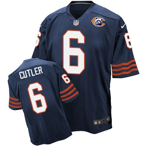 Chicago Bears #6 Jay Cutler Navy Throwback Jersey