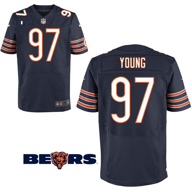 Chicago Bears #97 Willie Young Navy Elite Jersey