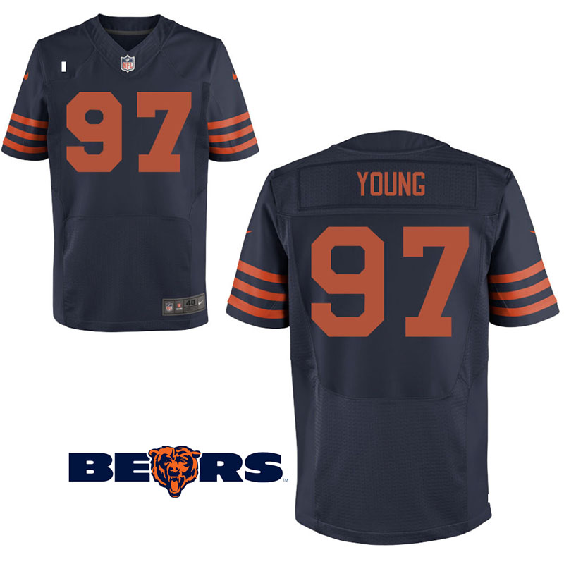 Chicago Bears #97 Willie Young Navy Throwback Elite Jersey