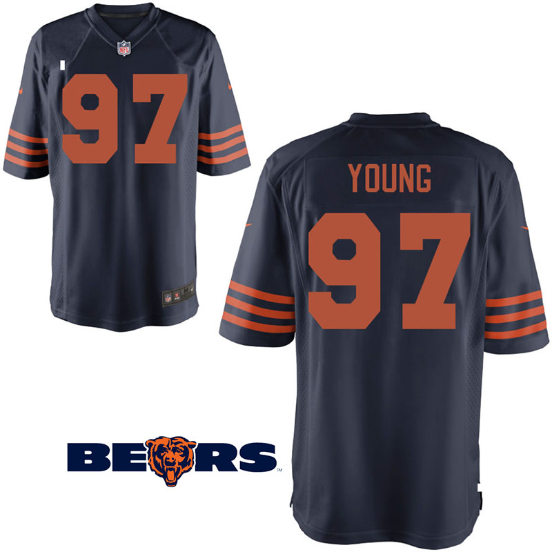 Chicago Bears #97 Willie Young Navy Throwback Game Jersey