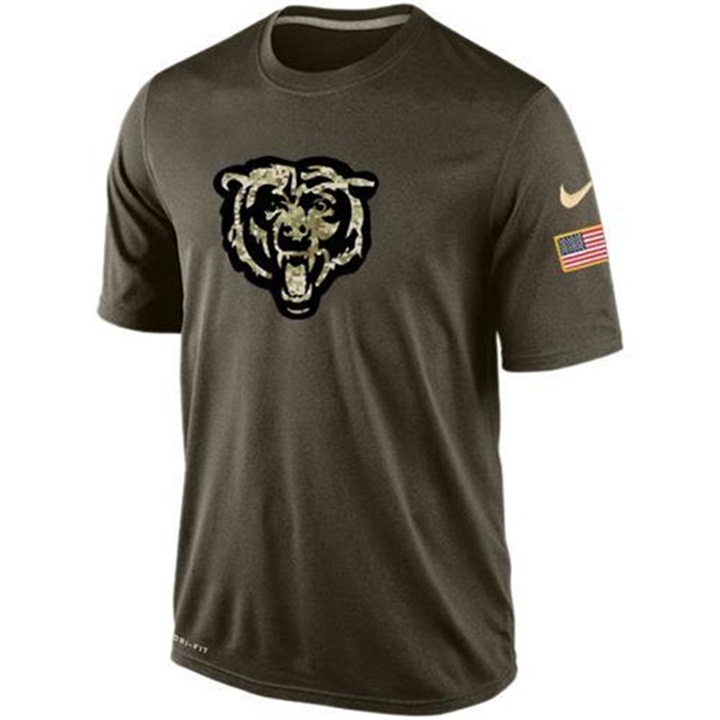 Chicago Bears Green Camo Salute To Service Team T-Shirt