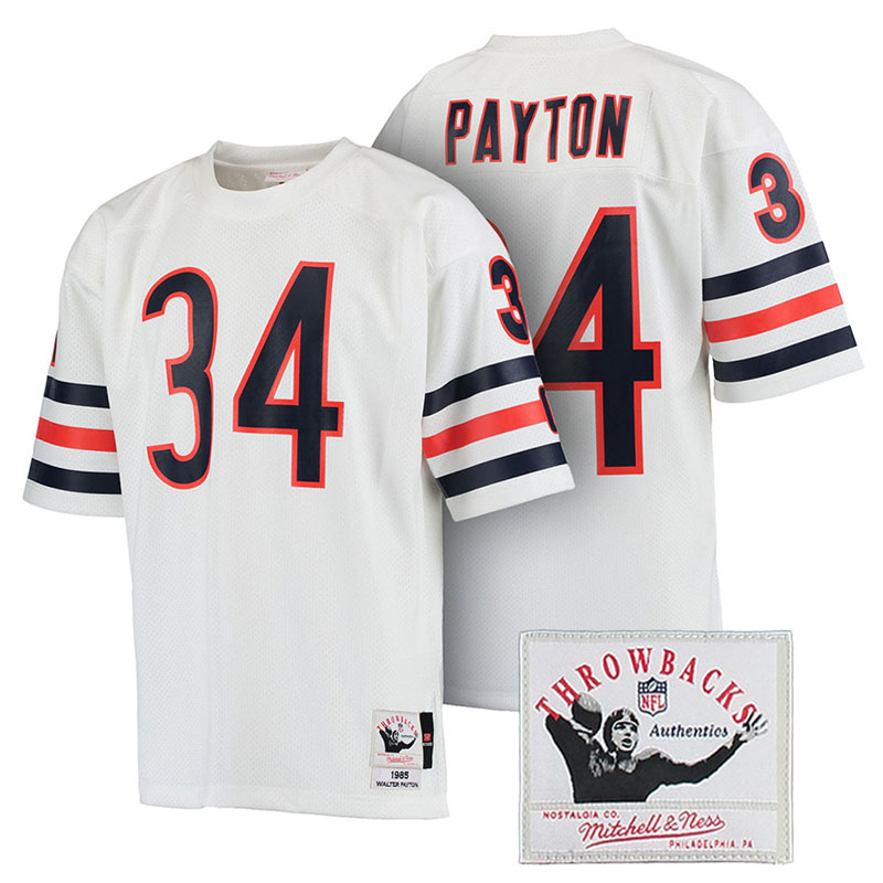 Chicago Bears #34 Walter Payton White Authentic Throwback Jersey