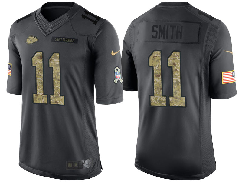 Kansas City Chiefs #11 Alex Smith Anthracite Camo 2016 Salute to Service Limited Jersey