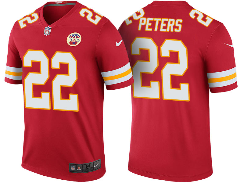 Kansas City Chiefs #22 Marcus Peters Red Color Rush Legend Jersey