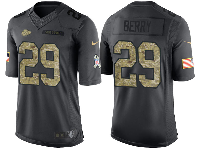 Kansas City Chiefs #29 Eric Berry Anthracite Camo 2016 Salute to Service Limited Jersey