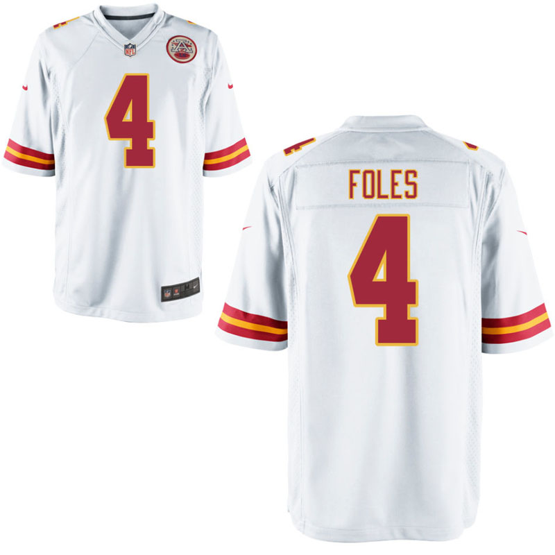 Kansas City Chiefs #4 Nick Foles White Game Jersey