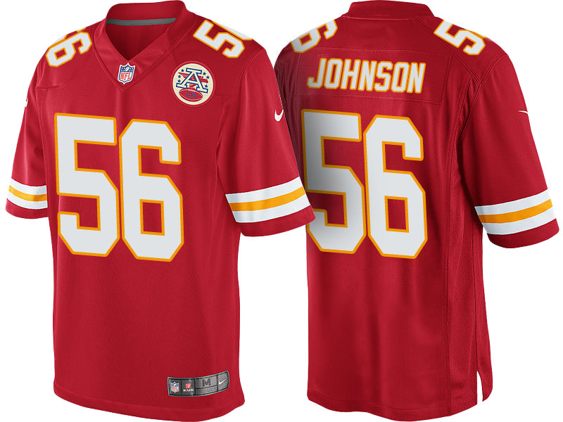 Kansas City Chiefs #56 Derrick Johnson Red Color Rush Limited Jersey - Light Up Thursday Night