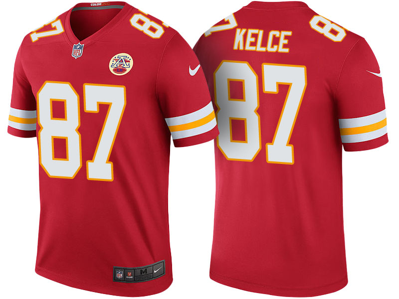 Kansas City Chiefs #87 Travis Kelce Red Color Rush Legend Jersey