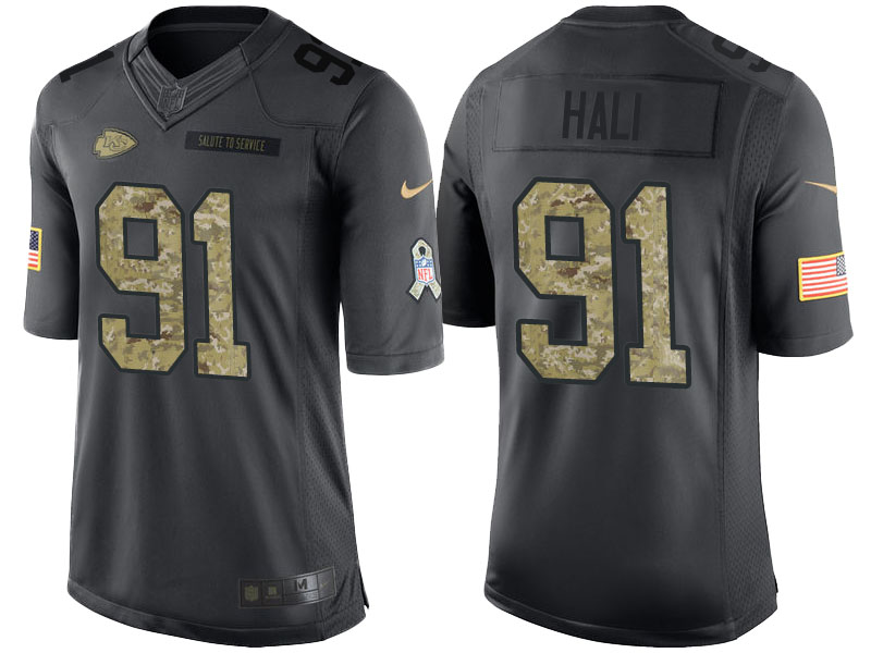 Kansas City Chiefs #91 Tamba Hali Anthracite Camo 2016 Salute to Service Limited Jersey