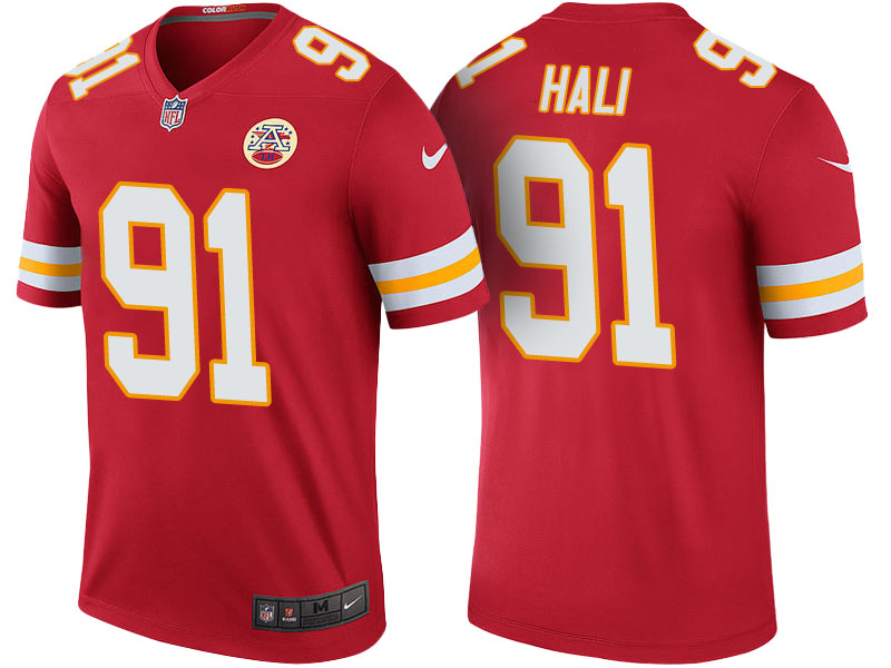 Kansas City Chiefs #91 Tamba Hali Red Color Rush Legend Jersey