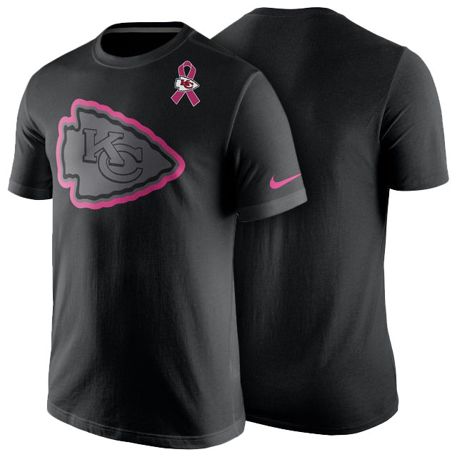 Kansas City Chiefs Black Breast Cancer Awareness Team Travel Performance T-Shirt