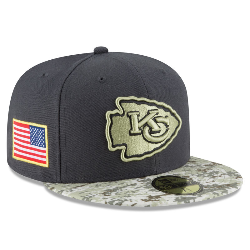 Kansas City Chiefs Graphite Salute To Service Sideline Camo Veterans Day 59FIFTY Fitted Hat