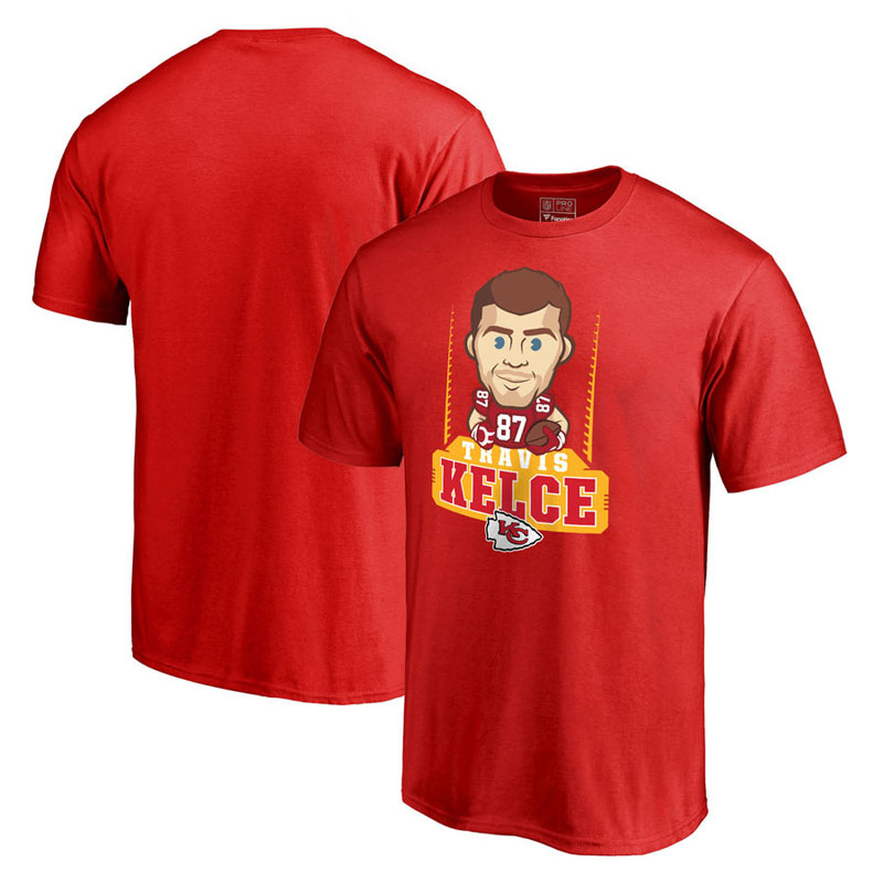 Kansas City Chiefs Travis Kelce Red Pro Line Emoji Player T-Shirt