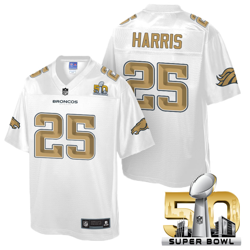 Denver Broncos #25 Chris Harris White 2016 Super Bowl 50th Pro Line Fashion Jersey