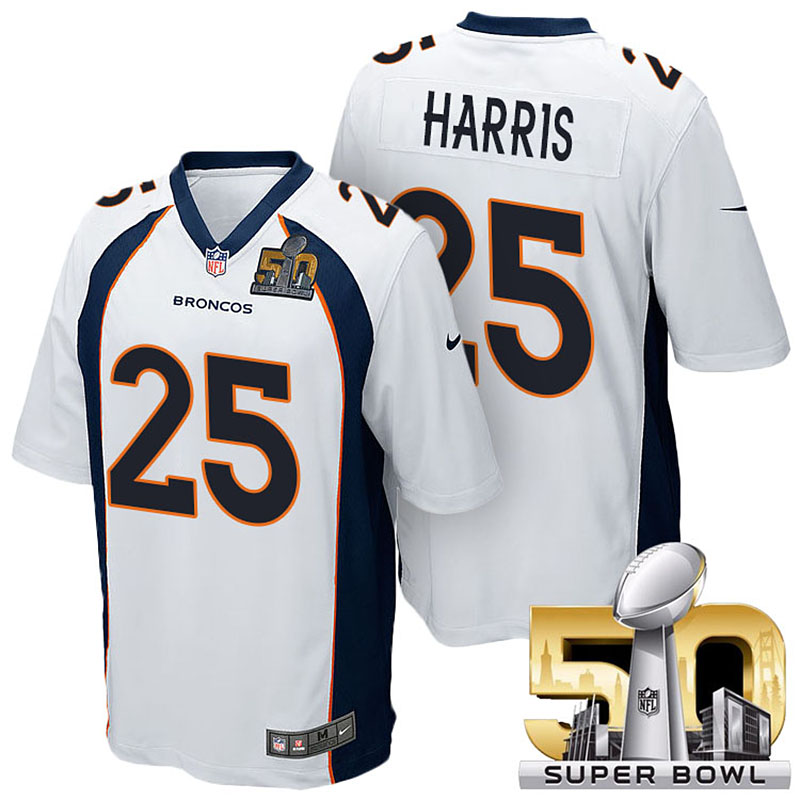 Denver Broncos #25 Chris Harris White 2016 Super Bowl 50 Limited Jersey