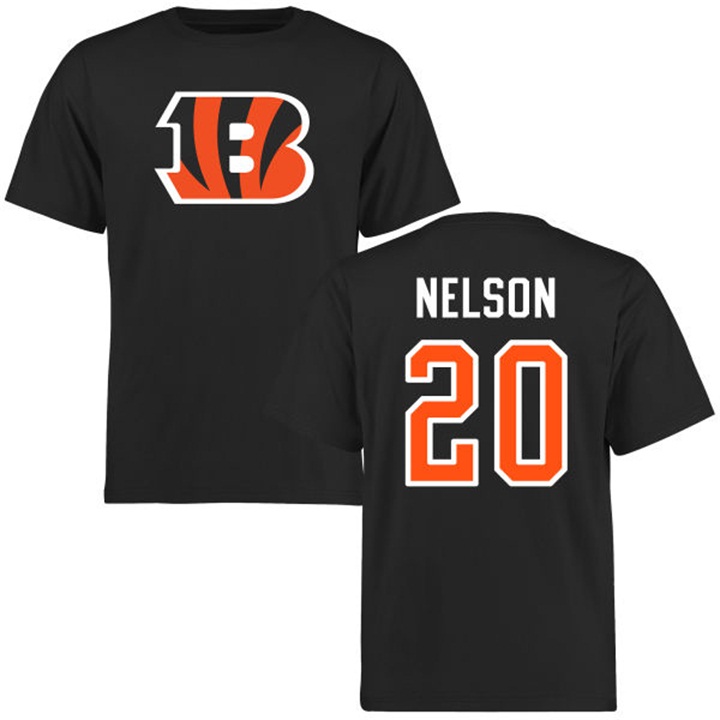 Cincinnati Bengals #20 Reggie Nelson Black Name & Number Logo T-shirt