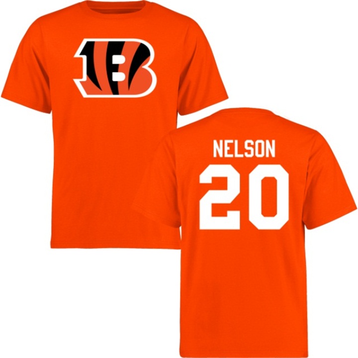 Cincinnati Bengals #20 Reggie Nelson Orange Name & Number Wordmark T-shirt